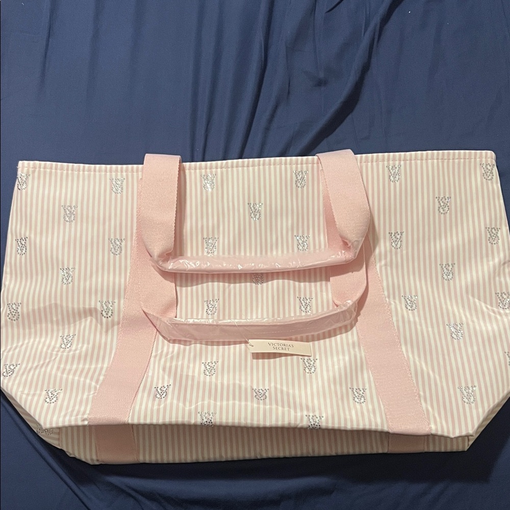 Victoria's Secret Light Pink Striped Tote